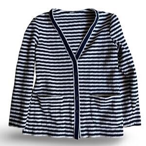 Vintage Jack Winter Textured Knit Cardigan Navy White Striped 70s Women’s M